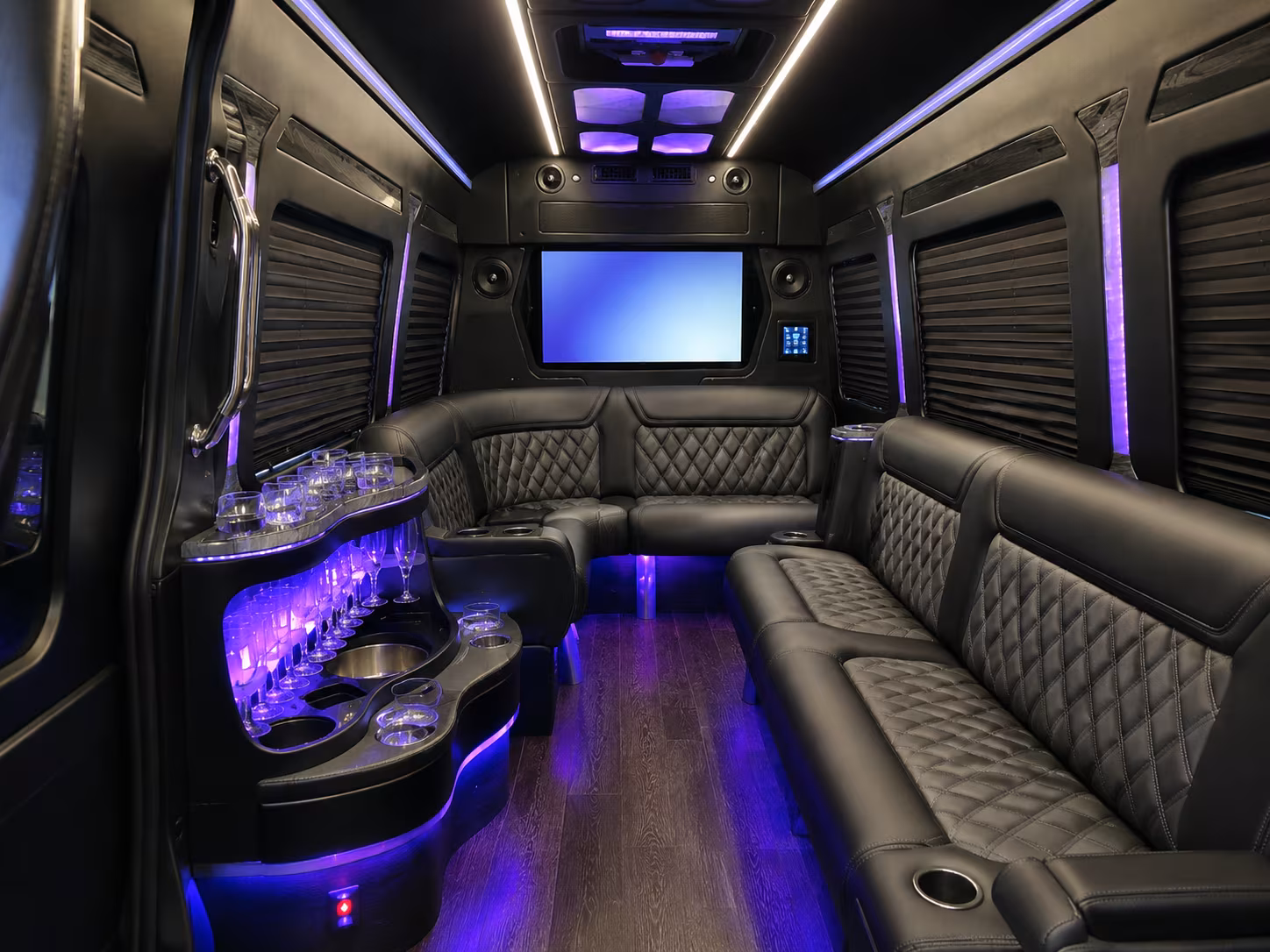 norwalk 50 passenger party bus inside